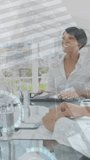 Animation of data processing over diverse business people at meeting. Global business and digital interface concept digitally generated video. - Powered by Shutterstock - Get 15% off with code: PIKWIZARD15
