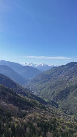 Aerial view of French Alps mountains by spring	
