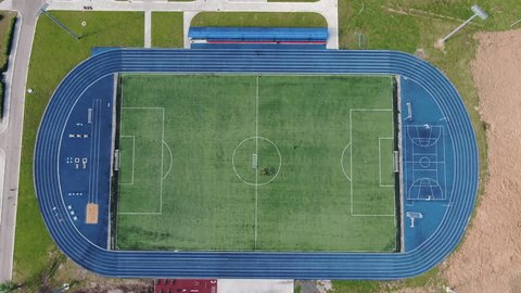 Drone Tilt Revealing City Skyline Stadium