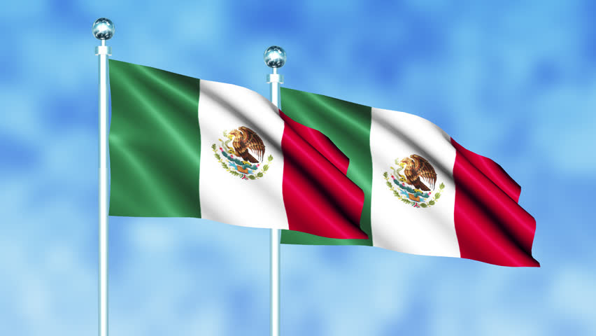 Mexico National Flag Waving on Flagpole, Seamless Loop, Realistic 3D Animation