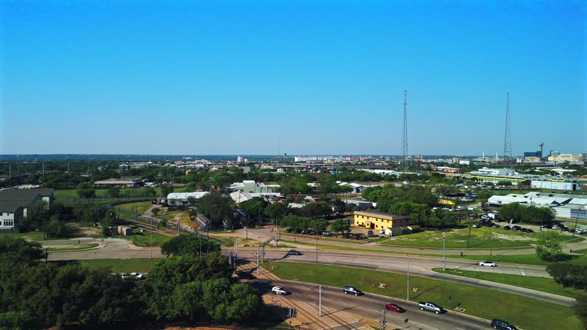 Downtown skyline aerial view with highways Dallas Texas March 29 2026