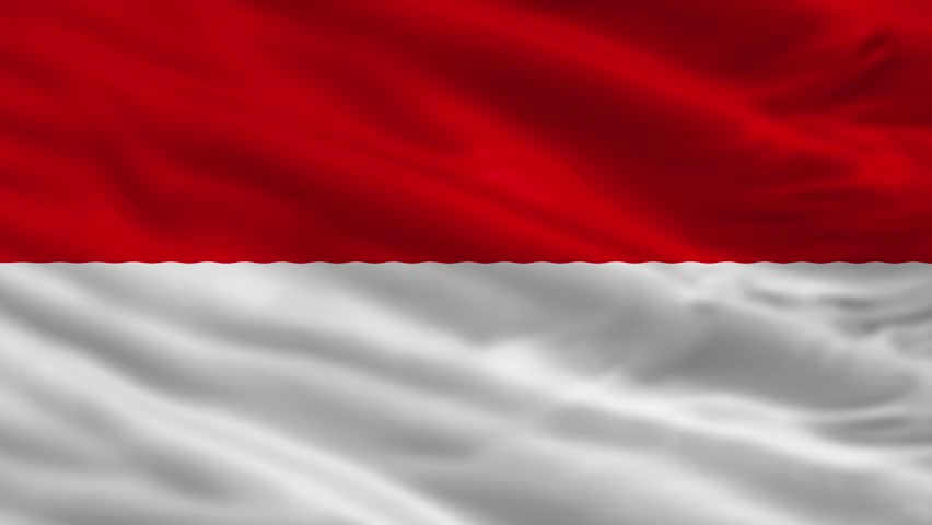Waving national flag of Indonesia, seamless loop animation