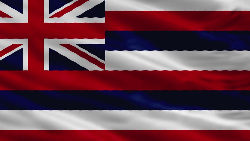 Waving state flag of Hawaii, seamless loop animation