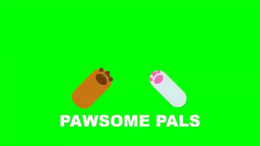 cartoon cans with pawsome pals text on green background
