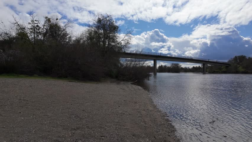 Panning Across an American River Bike Trail Bridge