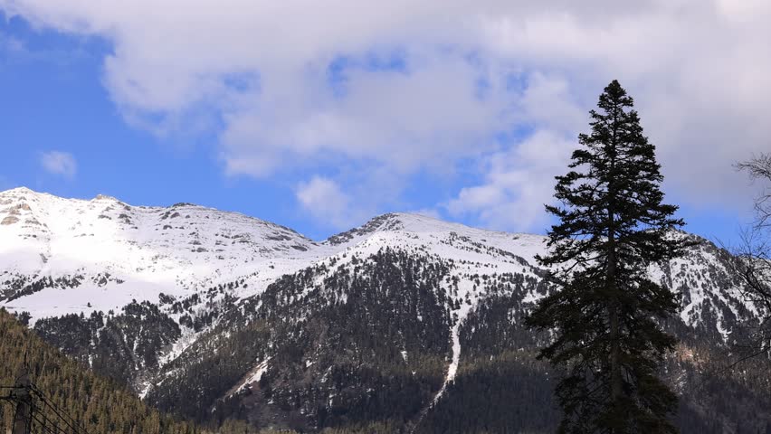 Snow-capped mountain peaks. A magnificent natural landscape.
