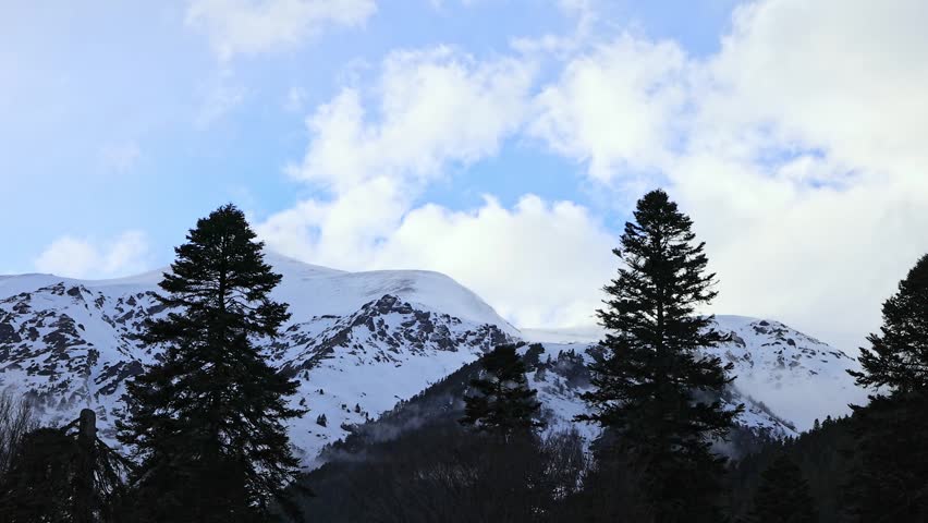 Snow-capped mountain peaks. A magnificent natural landscape.