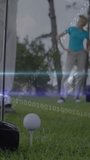 Animation of binary coding, data processing over male golf player on golf course. Global sports, competition, computing and data processing concept digitally generated video. - Powered by Shutterstock - Get 15% off with code: PIKWIZARD15