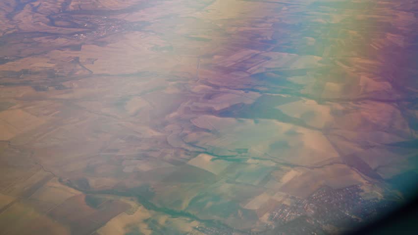 Aerial view of madrid countryside showing iridescent clouds