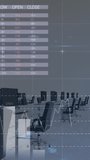 Animation of statistical data processing over grid network against empty office. Computer interface and business data technology concept - Powered by Shutterstock - Get 15% off with code: PIKWIZARD15