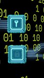 Animation of key, padlock icons, binary coding over circuit board on black background. Global connections, computing and data processing concept digitally generated video. - Powered by Shutterstock - Get 15% off with code: PIKWIZARD15
