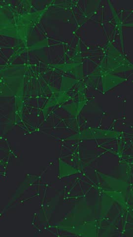 Vertical video: Node pulsing spawning recycle CO2 finance icons clustering into column to show data. Visualization, neon, network, sustainability, glyphs, glow, vertical video