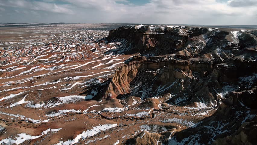 White Stupa Formations In Vast Gobi Desert Landscape Mongolia