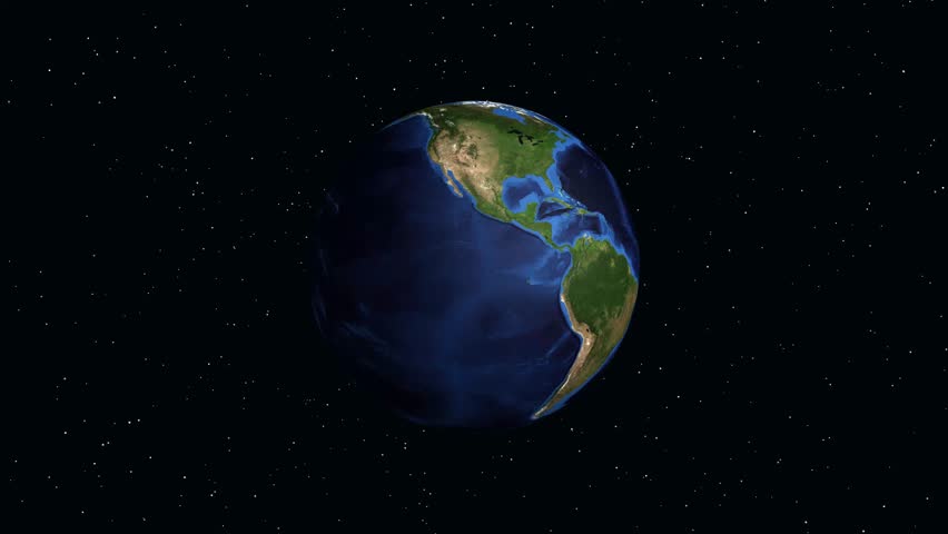 A digital earth rotates and zooms into North Africa, highlighting Algiers with informative text