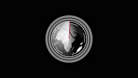 Digital Globe with HUD and Icons for Search, AI, Finance, and People on Black Background, Dotted Planet Earth globe with world map, l Earth Globe with High-Tech Interface animation. - Powered by Shutterstock - Get 15% off with code: PIKWIZARD15