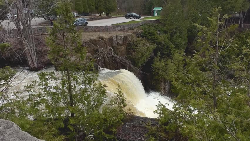 High water at Inglis Falls, Owen Sound Ontario Canada