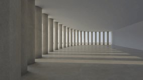 
Abstract architecture background, modern futuristic building with colonnade and sun light motion. Architectural design with concrete columns in minimal hall interior. 3d render animation - Powered by Shutterstock - Get 15% off with code: PIKWIZARD15