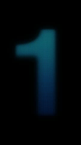 Blue Number One Scanner Effect Animation on Dark Background, Cyan Scanning Dot Grid Symbol Seamless Loop, 9:16 Vertical Video