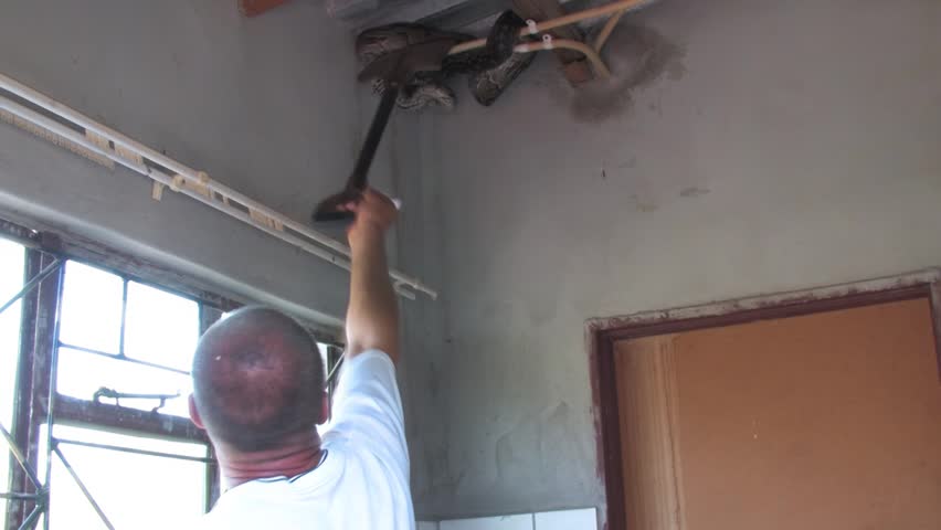 men carefully handle a massive African rock python From house Indoor Ceiling in a rural Botswana setting