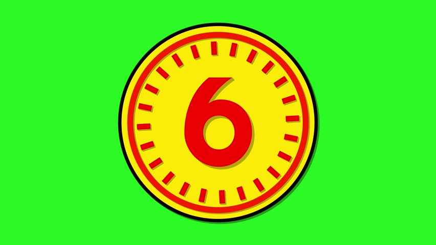Number 6 with circular animation on green screen background. 6 days to go. 6 days left