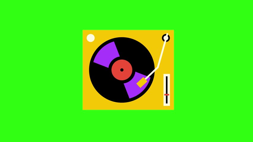 Spinning vinyl cartoon animation on green screen