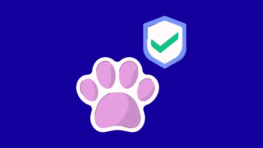 Safety animal symbol animation on blue screen