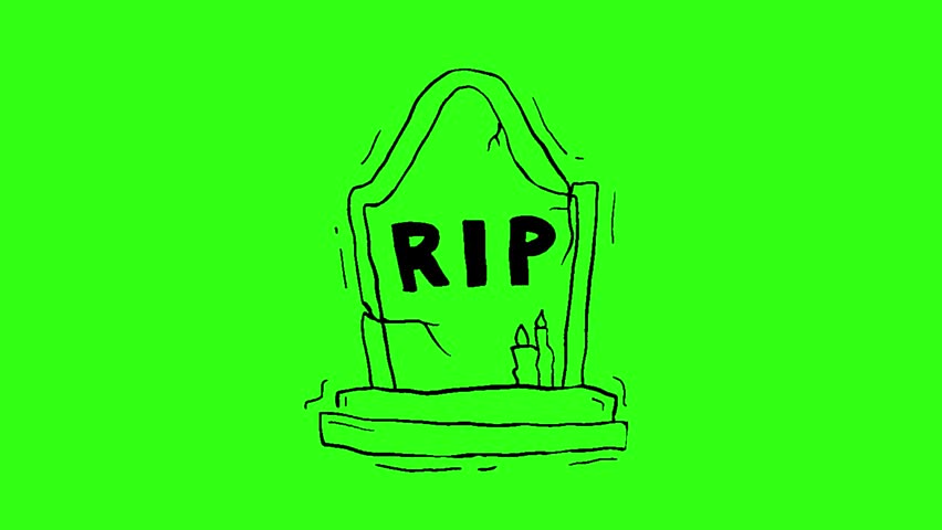Minimalist rest in peace tomb cartoon animation 