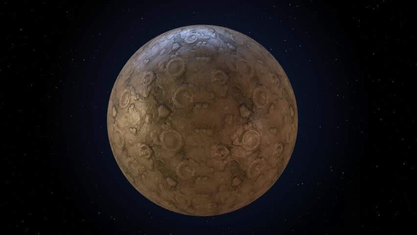 Realistic 3D Render Of The Moon Surface With Craters In Deep Space Stars Background