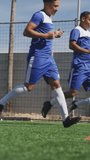 Animation of social media data processing over diverse footballers on field. Global sports, social media, computing and data processing concept digitally generated video. - Powered by Shutterstock - Get 15% off with code: PIKWIZARD15