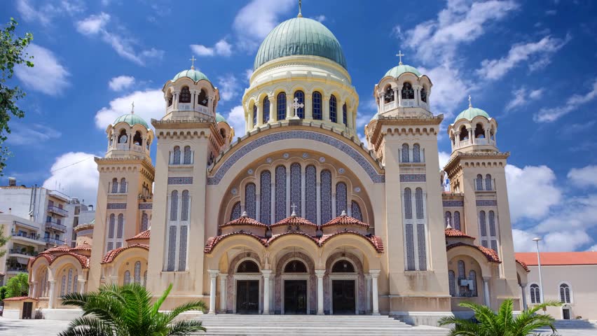 Agios Andreas the landmark church and the metropolis of Patras on a beautiful day with perfect sky color and few clouds, Achaia, Peloponnese, GreeceAmsterdam, September 30th, 2017: Exterior view of the Westergas Factory building renovated to a populair restaurant