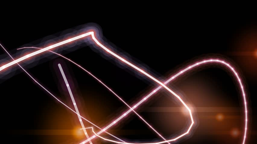 Dynamic abstract motion of glowing neon light trails swirling and intersecting on a dark background, creating a sense of energy and movement.