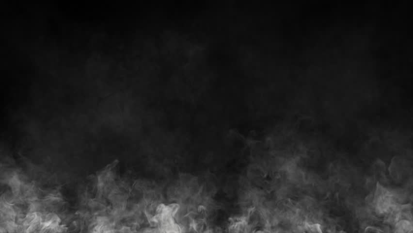 Fluid white smoke plume rising against black backdrop 4K