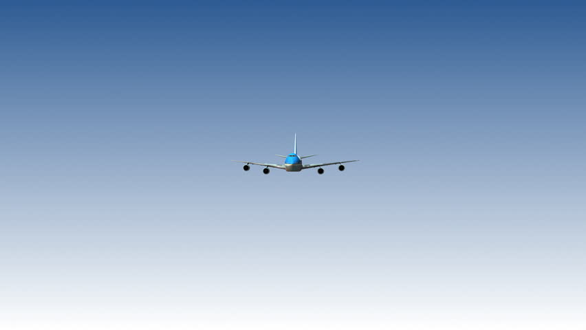 Airplane Flying High In Clear Blue Sky