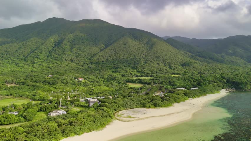 Cinematic drone shot of Sukuji Beach