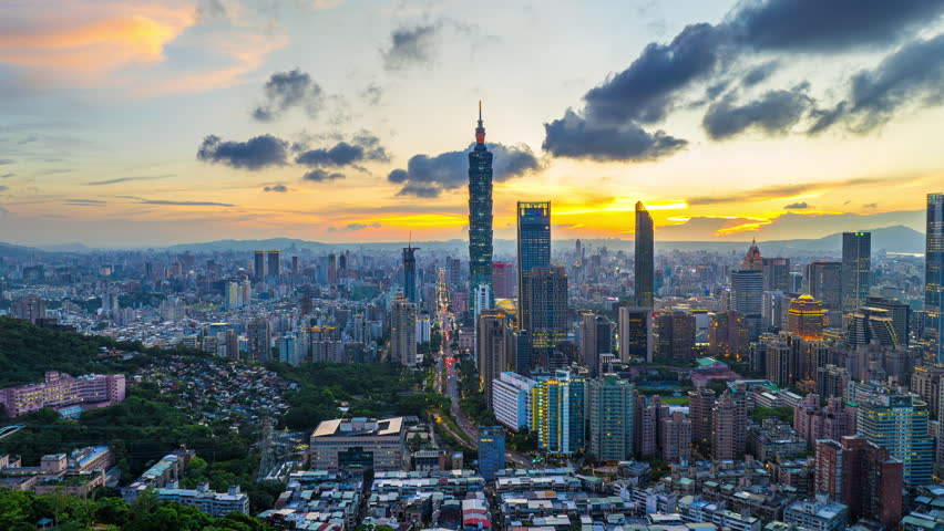Timelapse of Traffic and Cityscape in Taipei, Taiwan.