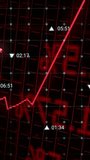 Vertical video: Red trend line rising on finance grid, timestamps causing pulse arrow showing gain. Growth, dashboard, analytics, neon, dark, 3d, vertical video - Powered by Shutterstock - Get 15% off with code: PIKWIZARD15