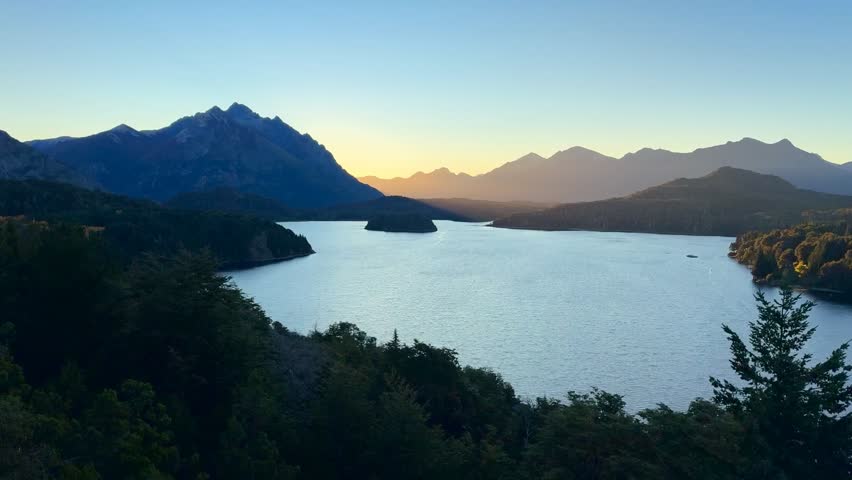 Sunset in Nahuel Huapi National Park. Seven Lakes Circuit. Bariloche. Argentina.