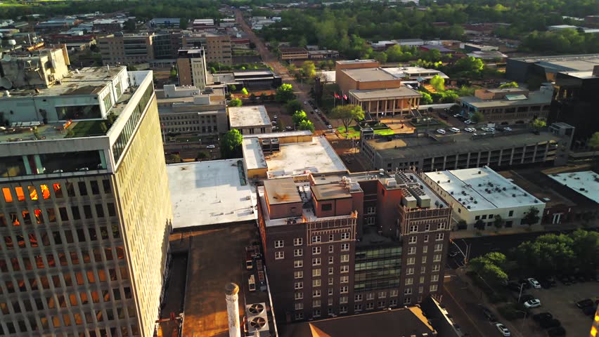 Aerial view civic building downtown Jackson Mississippi USA