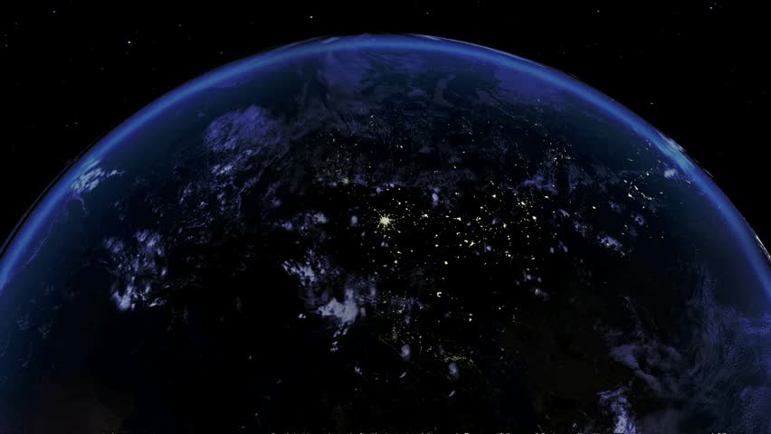 Earth in space, beam orbiting around planet