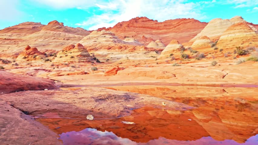 Twin Buttes Reflection along The Wave Trail in Coyote Buttes North Arizona