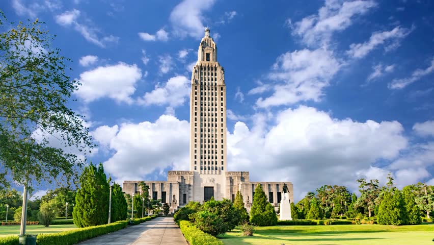 Louisiana State Capitol buildingAerial drone photo State Capitol Park Baton Rouge LouisianaLouisiana State Capitol Building against sky at in Baton Rouge