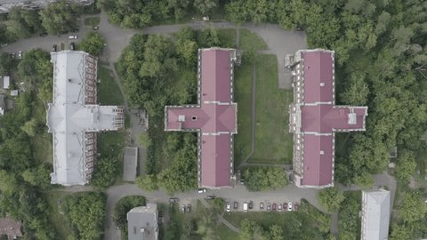 Drone Rising over Buildings Top View