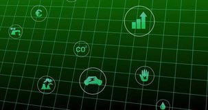 Red trend line entering left crossing green grid emphasizing CO2 tap euro finance recovering upward. Uptrend, infographic, dashboard, visualization, data, sustainability, environment - Powered by Shutterstock - Get 15% off with code: PIKWIZARD15