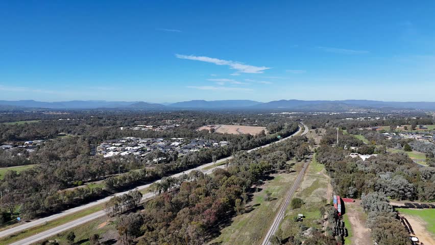 Aerial views over the Hume Highway between Albury and Ettamogah