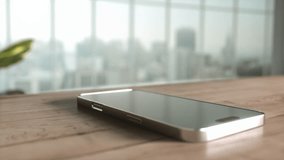 Smartphone on Wooden Table Displays Social Media Notifications with Likes, Hearts, and Comments, Symbolizing Digital Engagement Against Blurred Cityscape Background, Adding Modern Touch to Scene - Powered by Shutterstock - Get 15% off with code: PIKWIZARD15