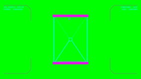 A futuristic digital hourglass with falling particles on a chroma key green background. Features neon pink and cyan UI elements for time tracking and countdowns. - Powered by Shutterstock - Get 15% off with code: PIKWIZARD15