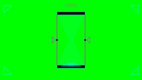 A stylized hourglass counting down with cyan HUD markers and tracking points on a bright green chroma key background for motion graphics and video editing. - Powered by Shutterstock - Get 15% off with code: PIKWIZARD15