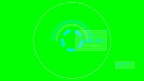 A high-tech digital HUD display with glowing teal circles and data panels rotating over a solid chroma key green background for video compositing. - Powered by Shutterstock - Get 15% off with code: PIKWIZARD15