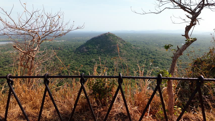 A Picturesque View of the Forested Landscape From the Summit of the Old Palace Ruins at Sigiriya Rock in Central Province, Sri Lanka - Wide Shot