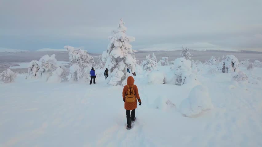 Wander through the enchanting snowy terrain of Akaslompolo, capturing the beauty of frost-covered trees and serene winter trails. Experience breathtaking nature in Lapland